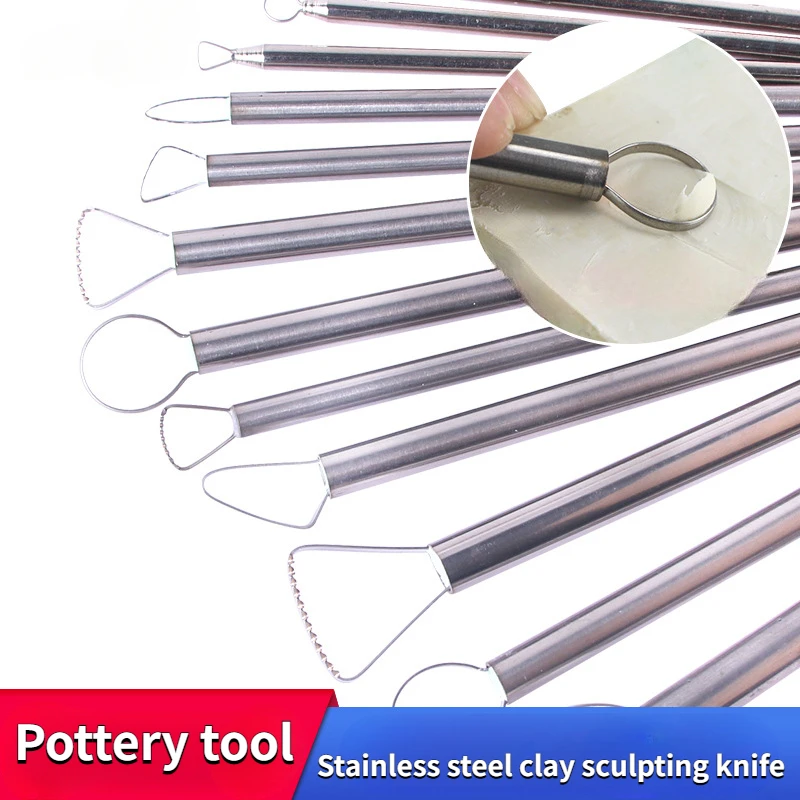 Pottery Stainless Steel Clay Sculpture Scraper 12pcs DIY Ceramic Doll Model Repair Billet Pull Billet Sculpture Molding Tools