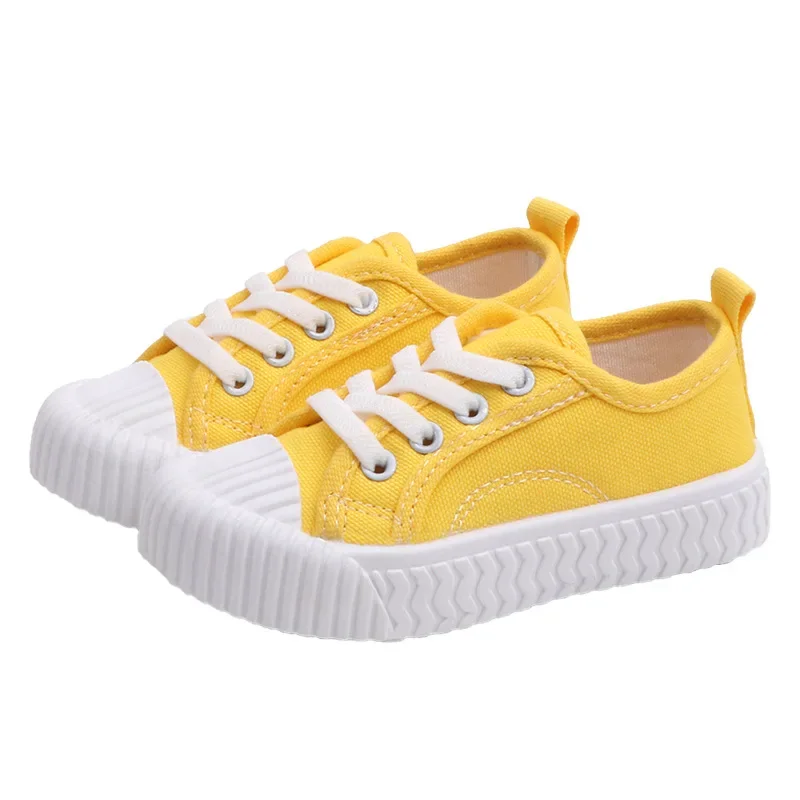 New Children\'s Sneakers Candy Colour Canvas Shoes Boys Girls Toddler Flat Sneakers Kids Casual Biscuit Shoes White Sports Shoes