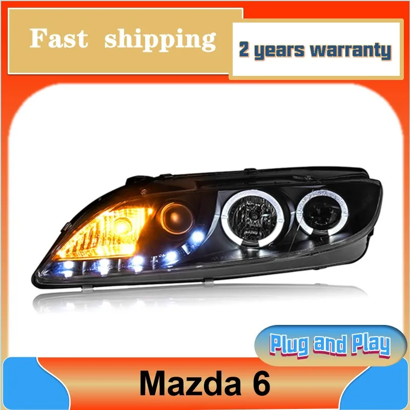 

Car Styling for Mazda 6 Head Light 2003-2015 Mazda6 Headlamps DRL Turn Signal Low High Beam Projector Lens