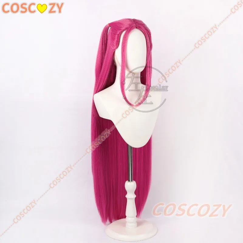 Perruque de Cosplay du film animé KPop Demon Hunters Mira, cheveux longs Rose rouge Huntrix, fête d'halloween pour femmes et filles, accessoire de jeu de rôle