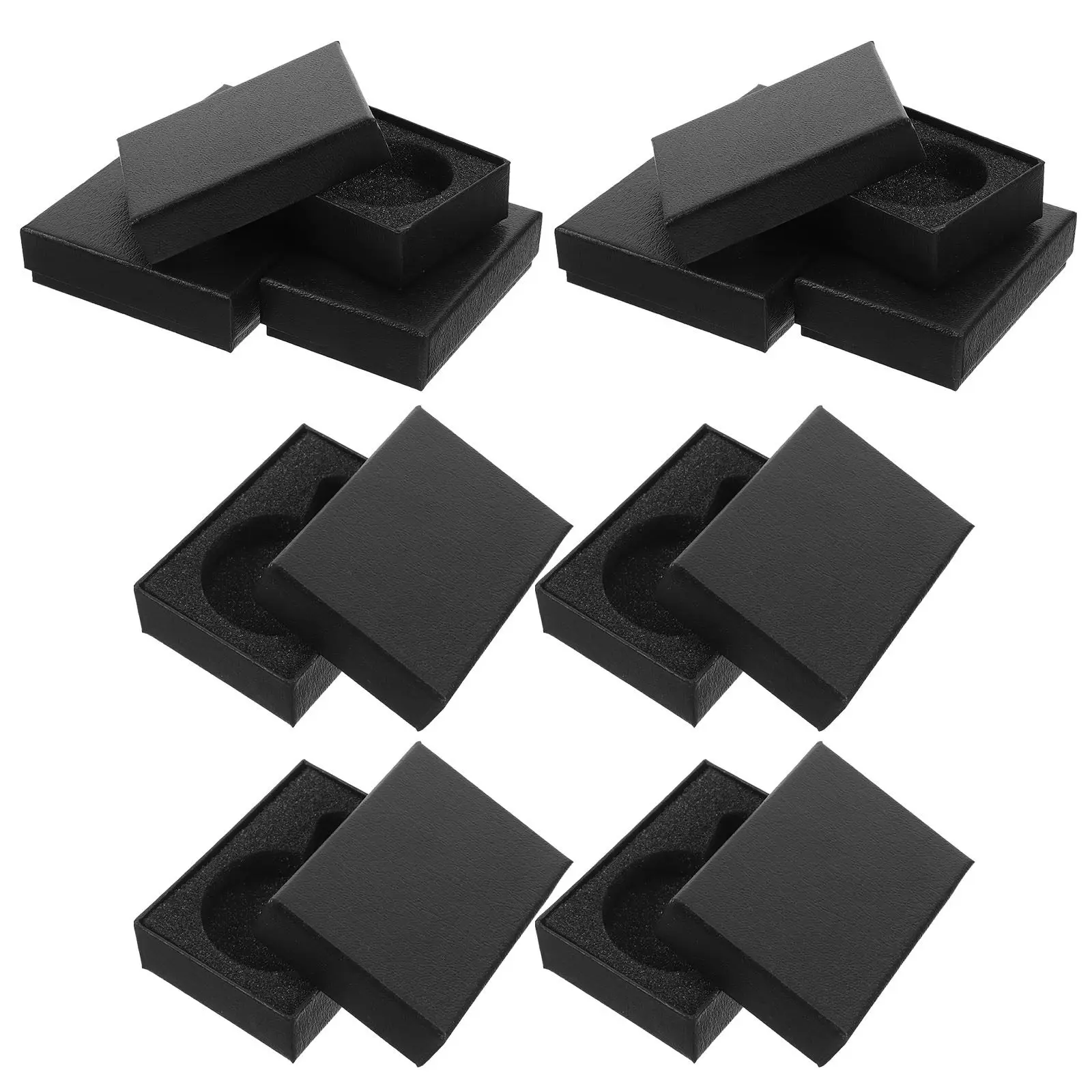10Pcs Pocket Watch Storage Organizer Black Paperboard Sponge Liner Scratchproof Stackable Travel Case for Medal Brooch Jewelry