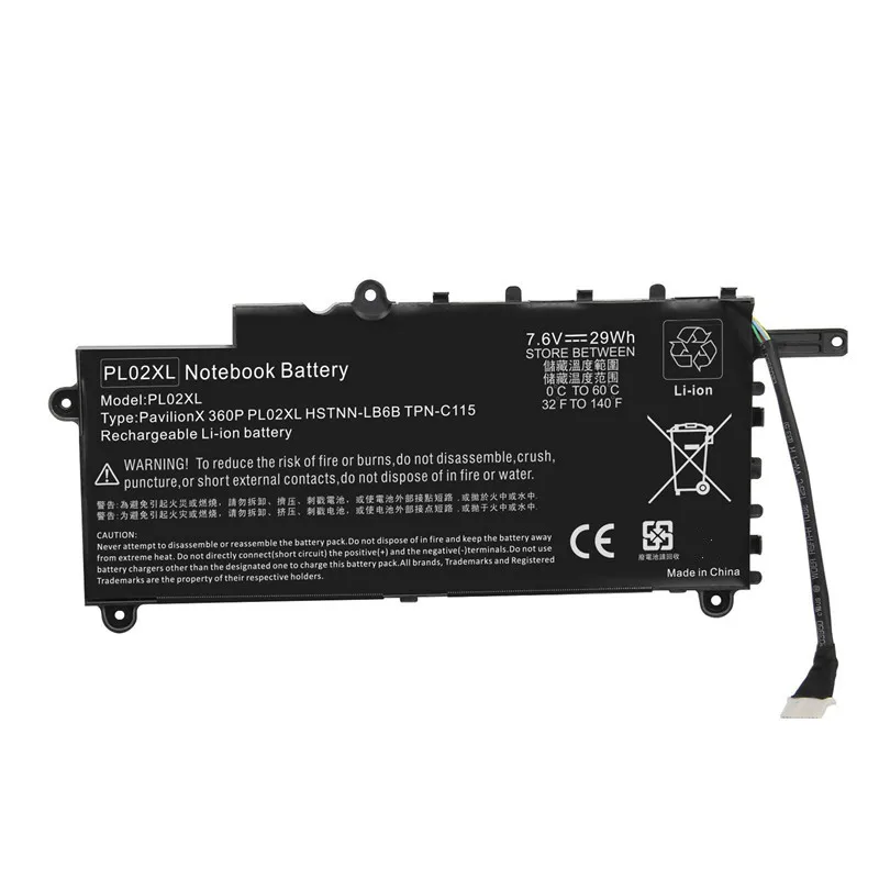 7.6V 29Wh New PL02XL Laptop Battery For HP Pavilion 11 X360 11-n010dx 11-n000snx 11-N014TU 11-N030TU 751681-421 HSTNN-LB6B DB6B