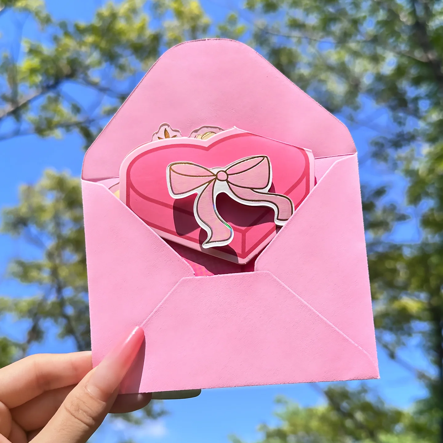 

4Pcs/set New Mini Greeting Cards Your Gift 3D Pop-Up Mini Gift Message Cards Creative Fresh & Simple Cards with Envelope