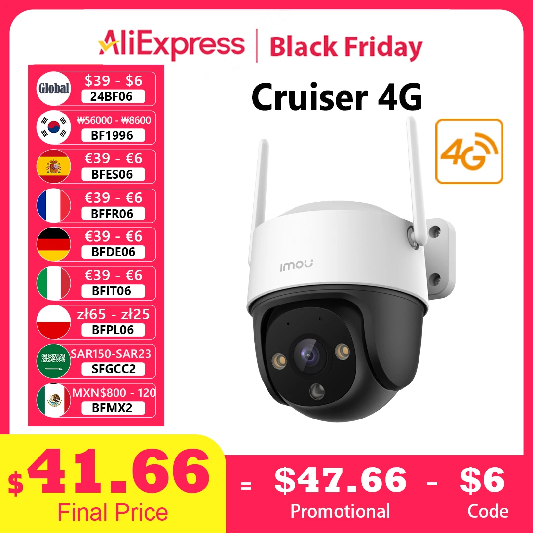 IMOU Cruiser 4G Connection 1080P P&T Camera Smart Color Night Vision IP66 Smart Tracking Two-way Talk Home Security WiFi Camera