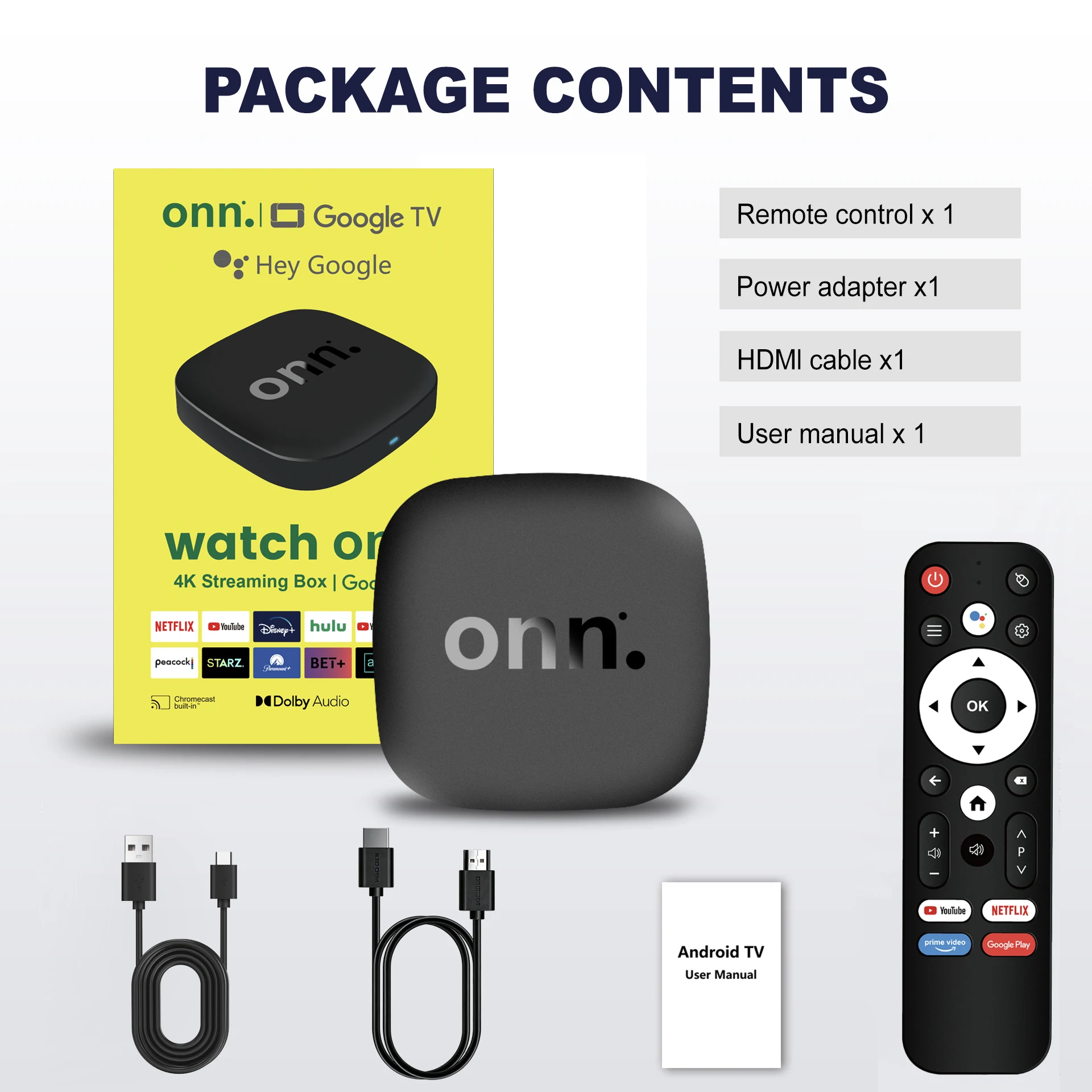 Onn 4K Android 13 Smart TV Box 4K Quad Core Set-Top Box 5G Connectivity 8GB 128G Voice Remote for Streaming Media Player
