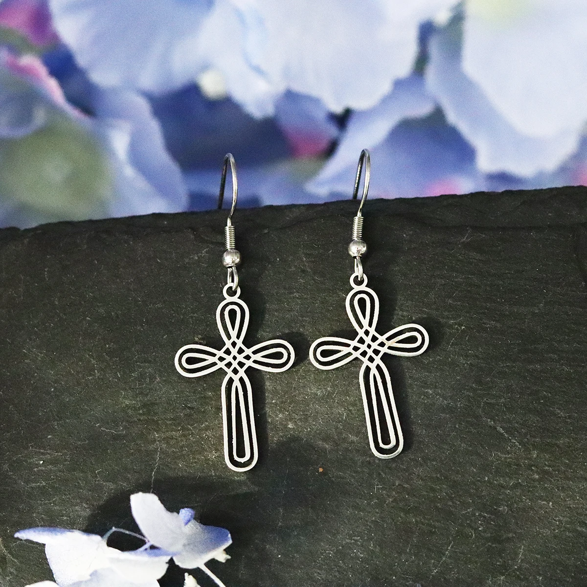 Todorova Creative Stainless Steel Woven Cross Earrings, Perfect Gifts for Women & Men Celebration Occasions