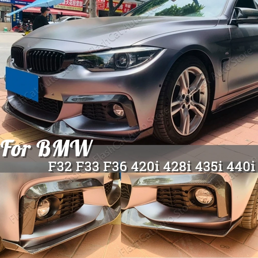 F32 F33 F36 M-Sport Front Bumper Side Splitter Spoiler Kit Fog Lamp Cover For BMW 4 Series 420i 428i 435i 440i M-tech 2014-2020