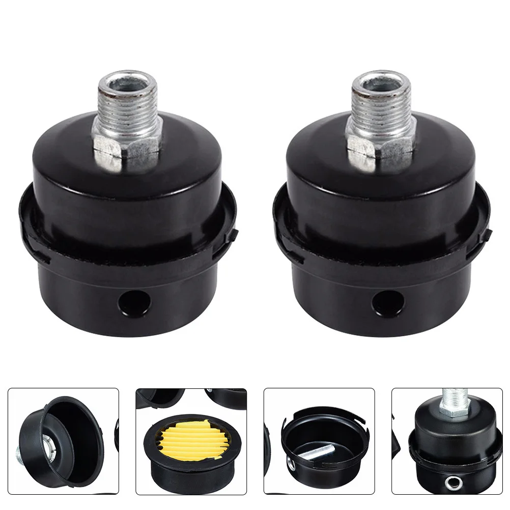 

2pcs Air Compressor Intake Filter 20Mm 1/2Pt Thread Metal Muffler For Screw Piston Generators Blowers Pumps