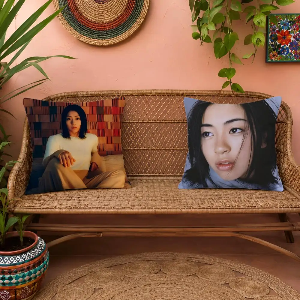 Hot Singer U-Utada Hikaru Cushion Cover 1pc Square Pillow Cover Soft Plush Fabric Removable Washable Sofa Chair Bed Decoration
