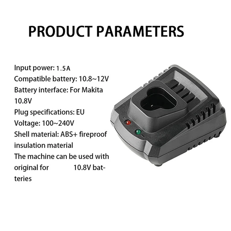 Lithium Battery Charger For Makita 10.8V 12V BL1014 BL1013 Li-Ion Battery Power Tools Parts Replace DC10WA EU-PLUG