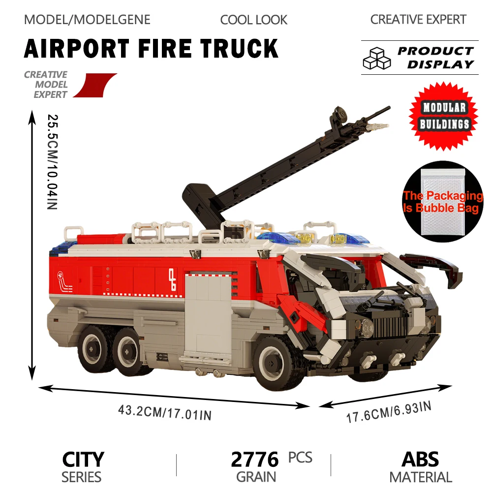 

Крупномасштабный механический конструктор «Пожарная машина для экстренного реагирования на возгораниях в аэропортах»: модель для взрослых с повышенной сложностью сборки