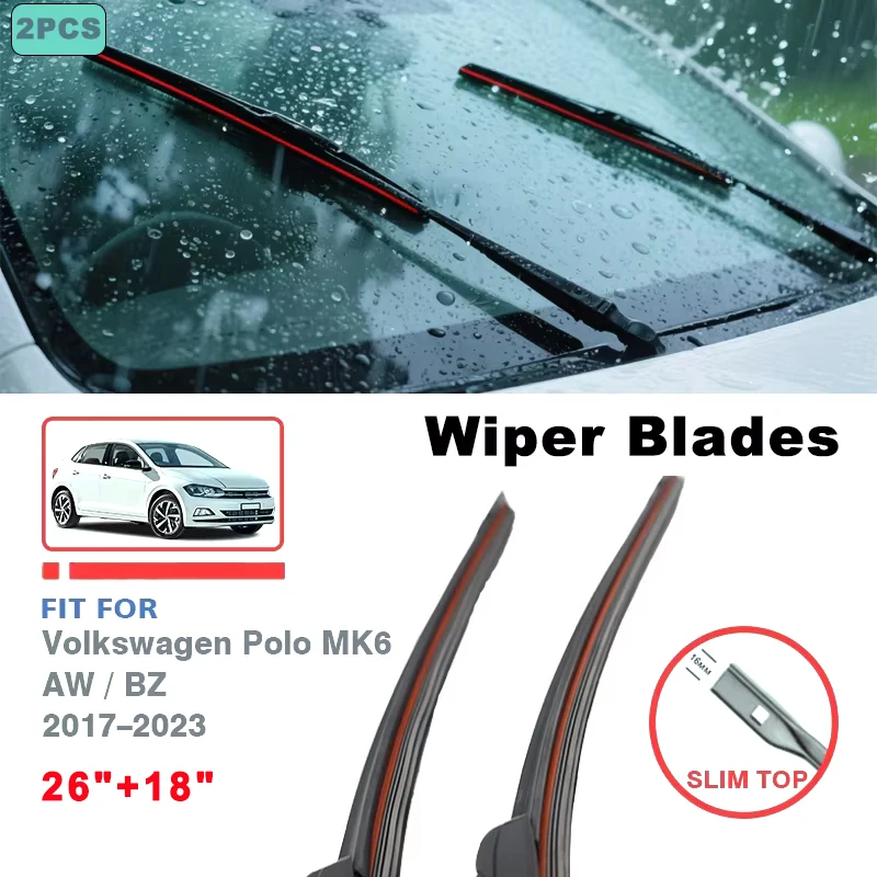 

Front Wiper Blades Set 26"+18" For Volkswagen VW Polo MK6 6 AW BZ 2017-2023 GTI R LINE Windshield Windscreen Car Accessories
