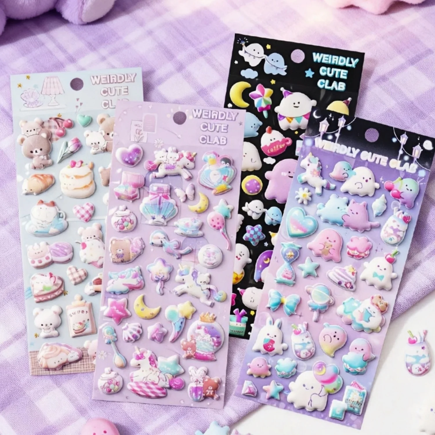 

4 pcs Kawaii Bear Noctilucent Ghost 3D Puffy Stickers Scrapbooking Diy Journal Stationery Sticker Cute School Supplies Gift
