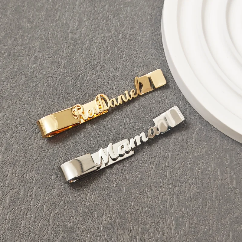 

Customized Name Letter Suit Tie Clip Personalized Stainless Steel Electroplating 18K Name Tie Clip Jewelry Father's Day Gift