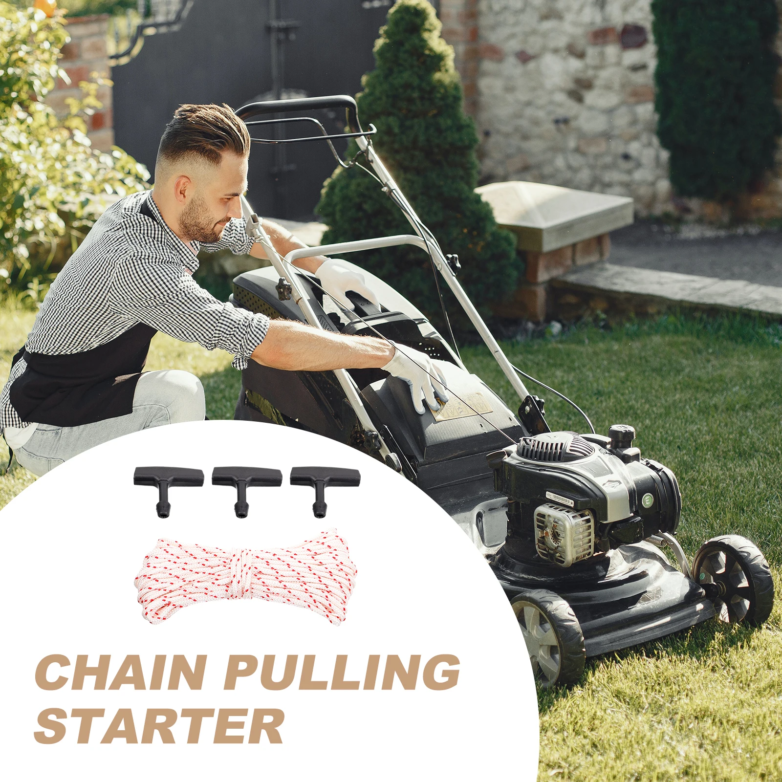 

Plastic Pulling Handle 10m Starter Rope Durable Lawnmower Chainsaw Engine Cord Recoil Gas Lasso Manual Fit Accessories Gardening