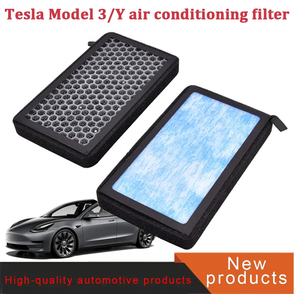 2Pcs For Tesla Model 3 Y Car Air Filter Air Conditioner Cabin Filter with Activated Carbon Replacement Air Conditioning Filter