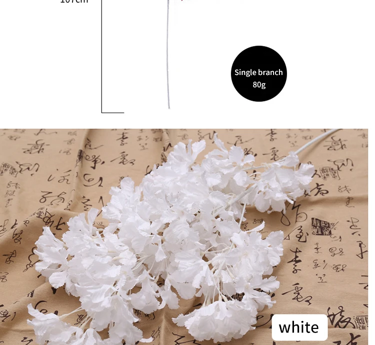107 cm Seidenhortensien, weißer Zweig, Schnee am ganzen Himmel, DIY künstliche Kirsche, Zuhause, Party, Dekoration, Hochzeit, Bogen, Dekoration – Detail 4