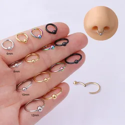 1pcs 16g x 6/8/10/12mm Stainless Steel Ball Hinged Segment Clicker Hoop Septum Ring Nose Earring Body Piercing Jewelry