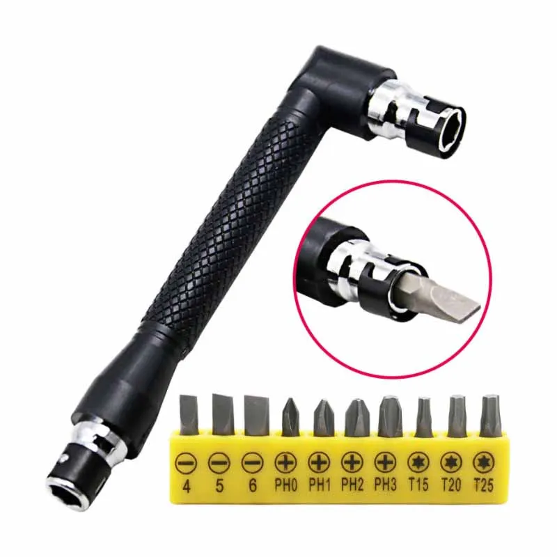 6.35mm Dual Head L-shaped Multifunction Triangle Screwdriver Mini Socket Wrench and Inner Cross Key Screwdriver Bit Drill Set