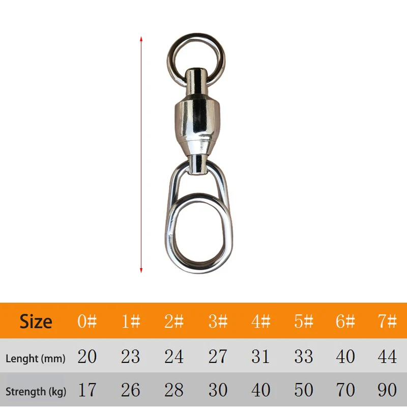 10-50pc Angeln Stecker Rolling Swivel Snap Edelstahl Angeln Wirbel Kugellager Schnelle Snap Clip Angeln Locken stecker – Detail 2
