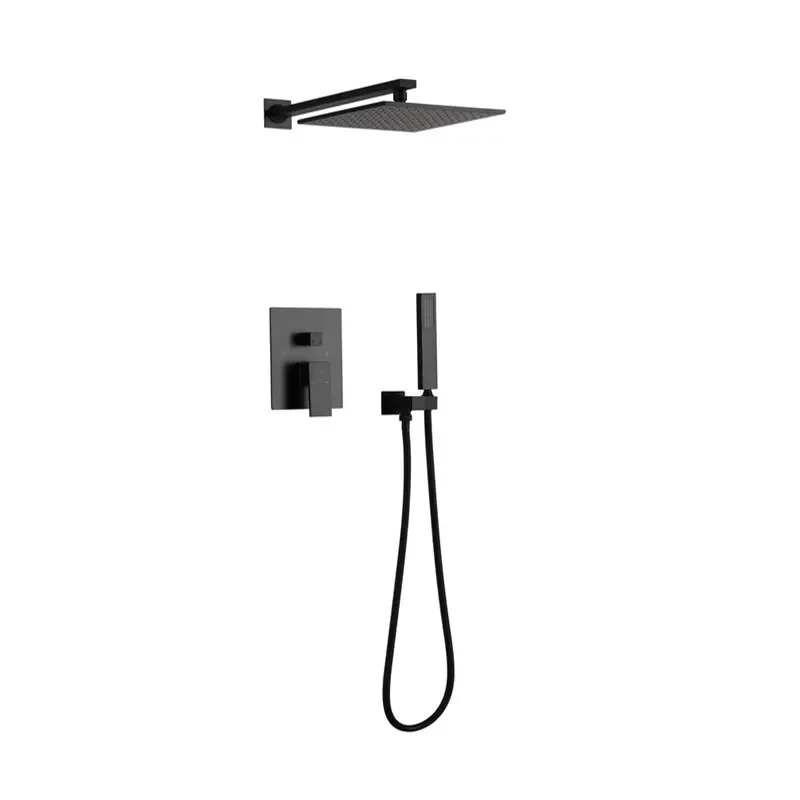 Two Function Brass Rain Shower Set System 12 Inch Deluxe Wall Mounted Ceiling Shower Head Kit
