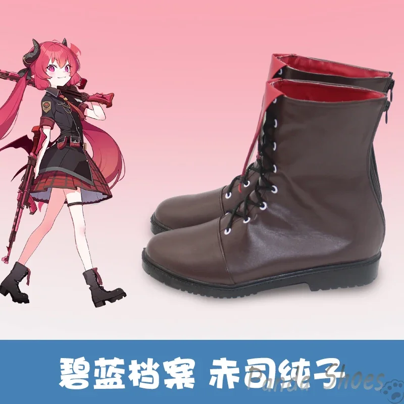 Blu Archivio Akashi Junko Scarpe Cosplay Gioco Anime Cos Stivali lunghi Comic Costume Cosplay Scarpe Prop per Con Festa di Halloween