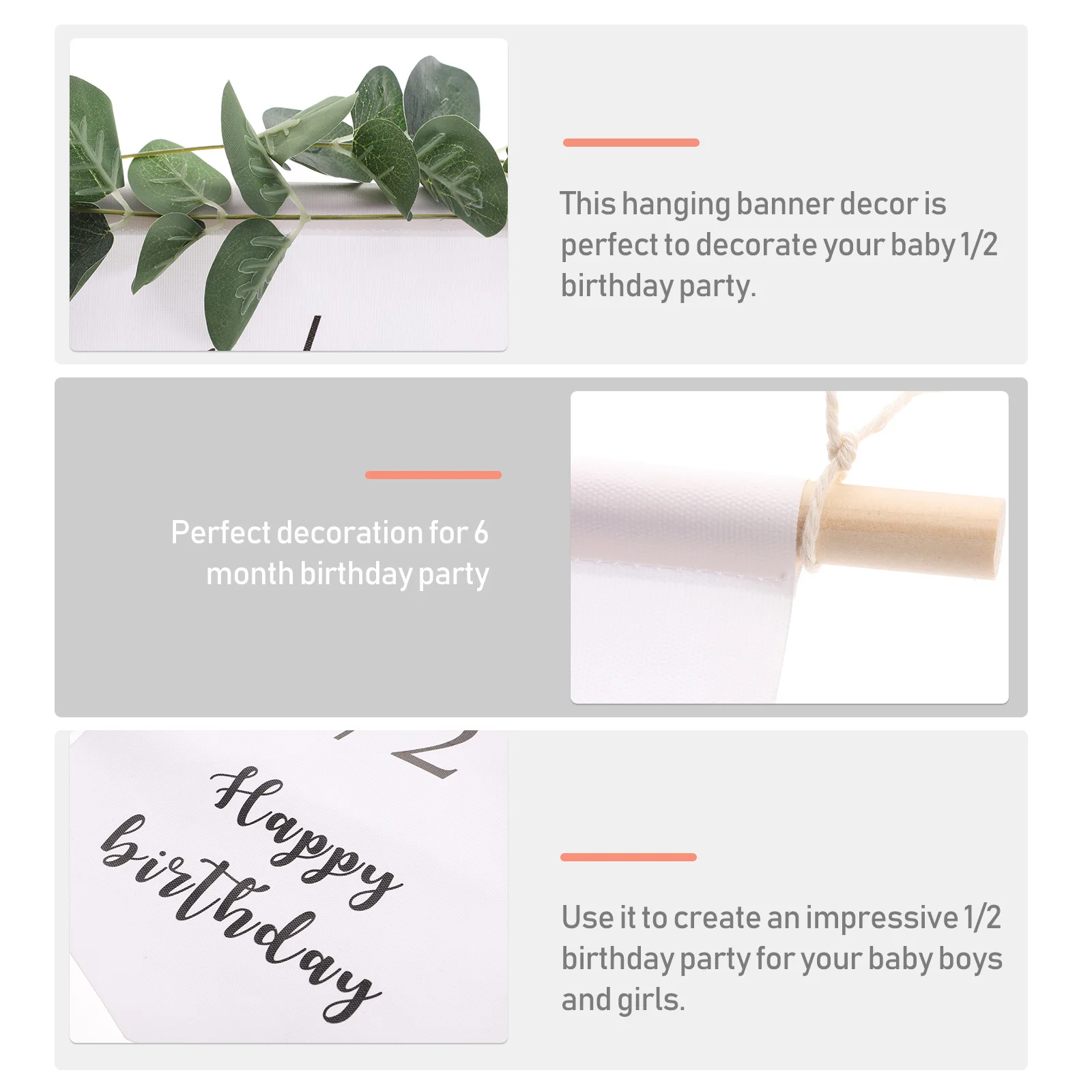 

1Set Half Birthday Banner Forest Style Hanging Decoration Baby 6 Month Party Flag Decor Baby Boy Girl Half Year Celebration