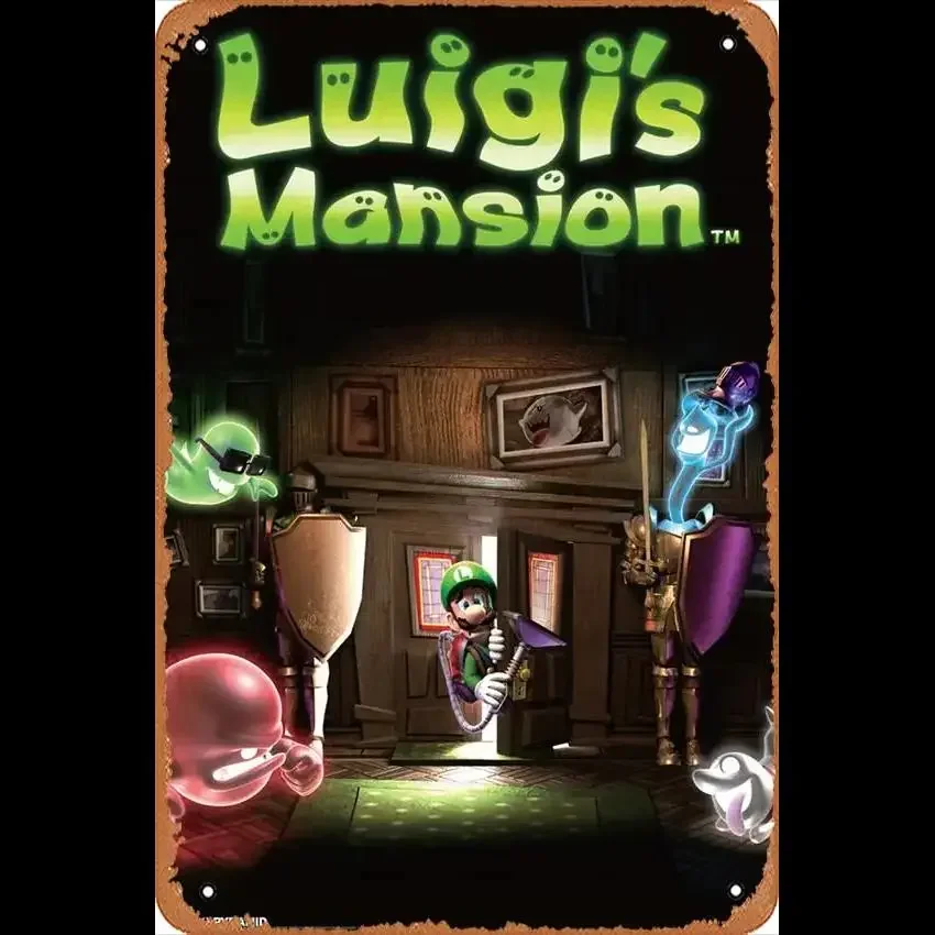 Luigis Mansion Retro Metal Sign  Vintage Tin Poster for Bar Man Cave Cafe Office  Home Wall Decor  Ideal Gift for Gamers  Retro