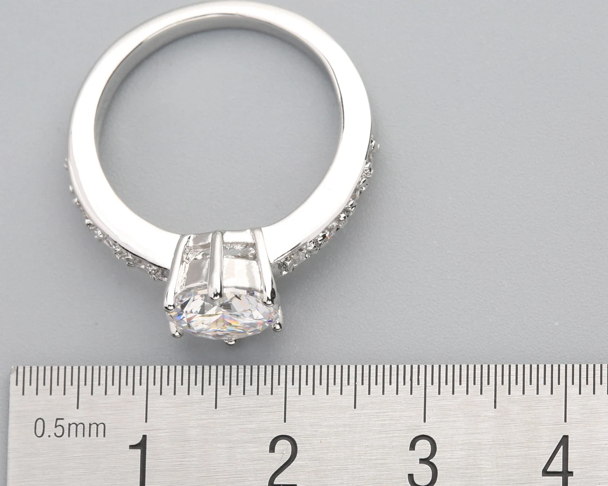 8*8mm White Moissanite 925 Sterling Silver Ring Q0024-W