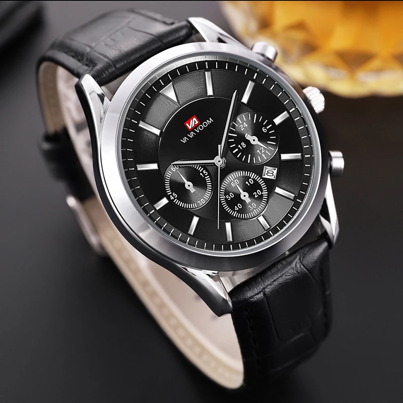 Lässige Business-Armbanduhren für Männer Luxus Echt leder armband wasserdichte Quarz Herren uhr Sport Kalender uhr männlich montre