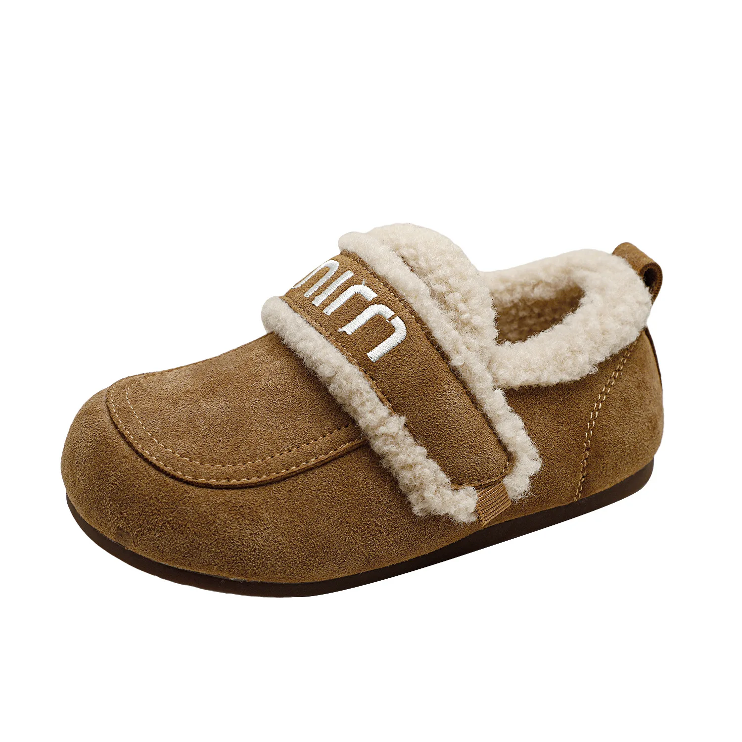 

Детская теплая повседневная обувь на плоской подошве для малышей, новая зимняя детская модная бархатная теплая хлопковая обувь из овечьей шерсти с надписью для мальчиков и девочек