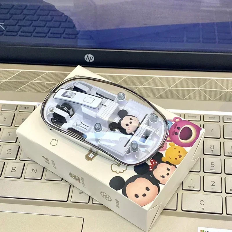 New Disney Wireless 2.4g Transparent Mouse Dual Bluetooth Charging Mute Silent Female Tablet Computer Notebook Office Gift