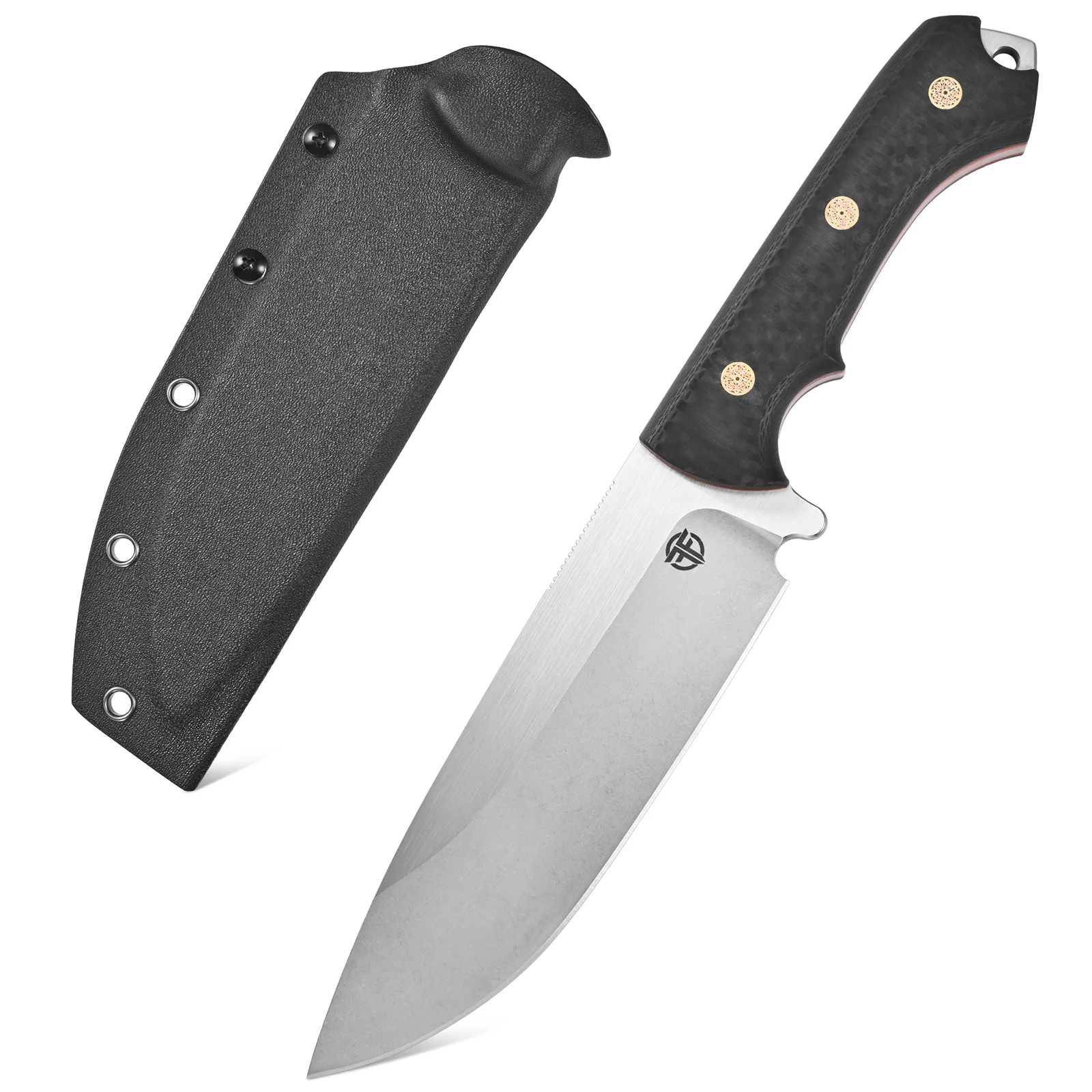 FF126 Fixed Blade Knife AUS-10 Black Steel Carbon Fiber Handle Knife with Sheath for Outdoor Camping Hunting Working