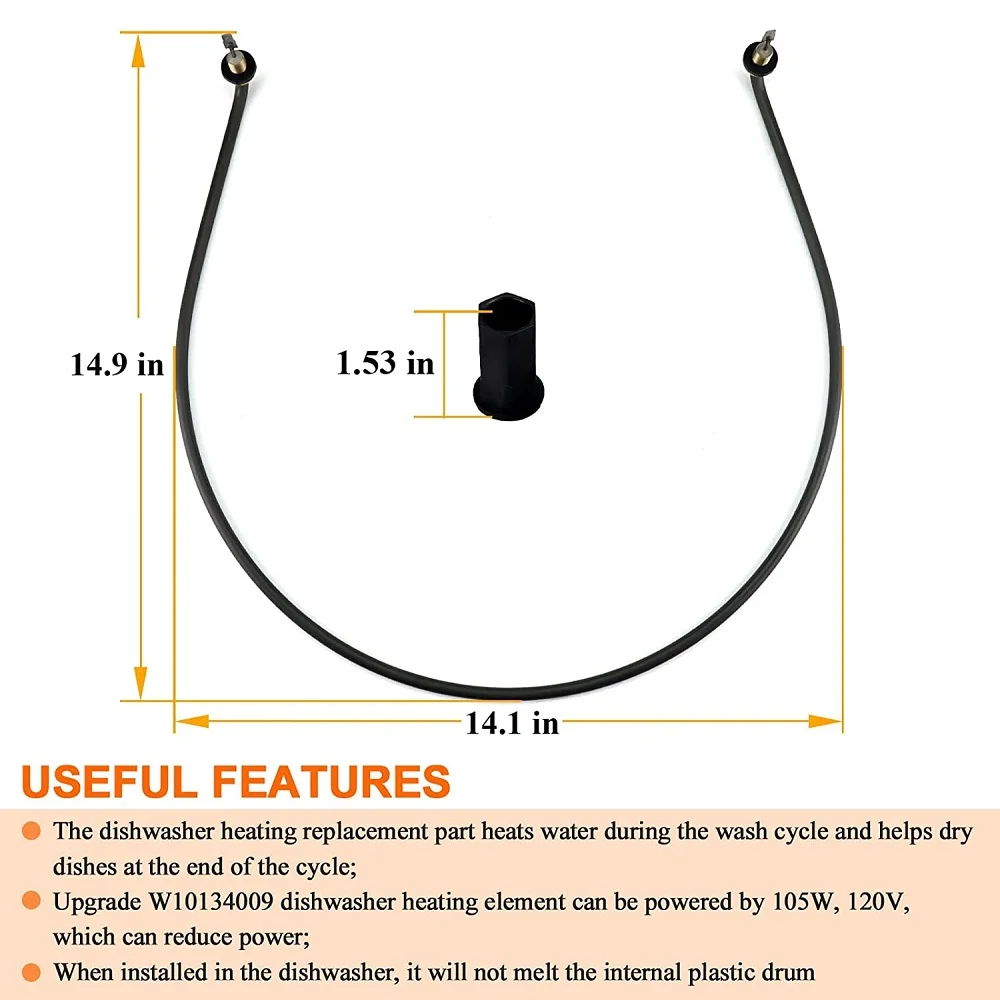 W10518394 AP5690151 Dishwasher Heating Element Compatible With Kenmore Whirlpool Kitchen-Aid Dishwasher PS8260087 W10518394VP