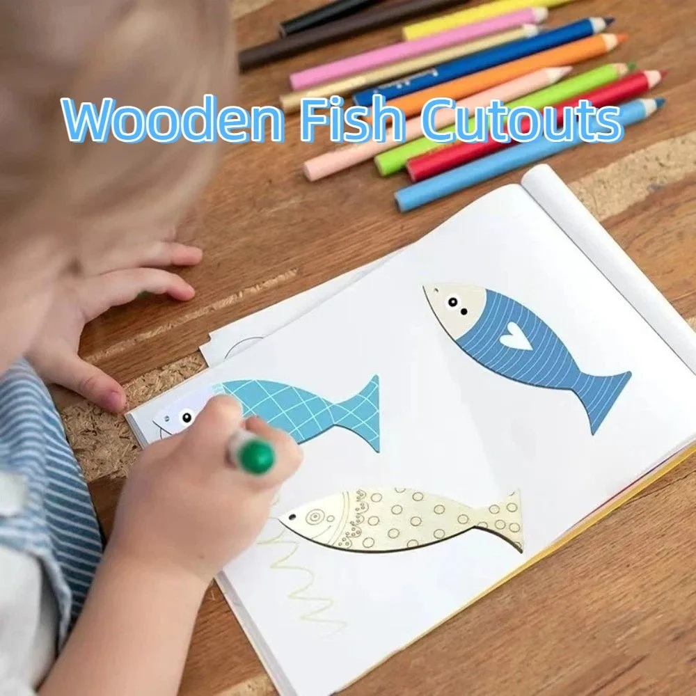 

40PCS Blank Wooden Fish Cutouts Sea Animal Unfinished Fish Shape Wood Slice DIY Crafts Hand Carved Fish Wall Decor Kids Crafts