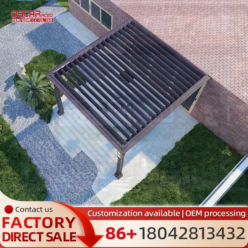 

Waterproof Adjustable Aluminium Motorized Louver Outdoor Gazebo for Backyard Patio Garden pergola