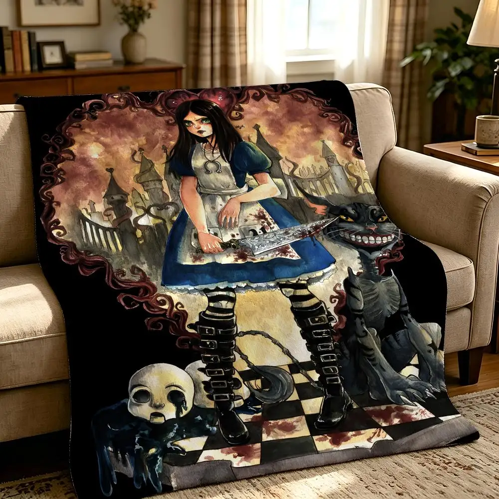 game A-Alice Madness Returns-S Throw Thick Comfort Flannel Quilt, Multi-scene Use Indoor Outdoor Daily Nap