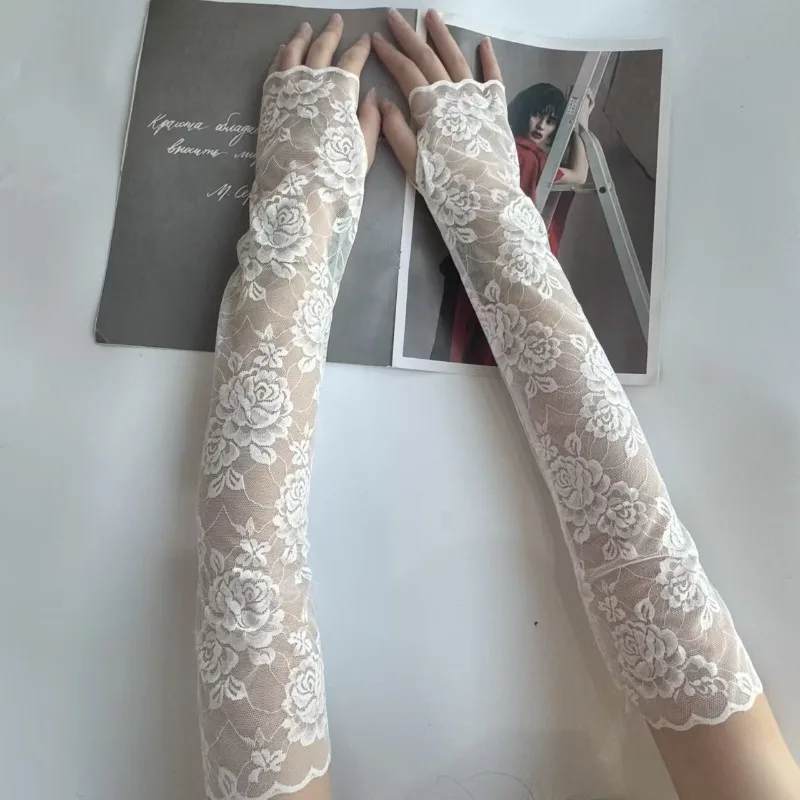 

New stylish lace mesh lightweight concealing long gloves
