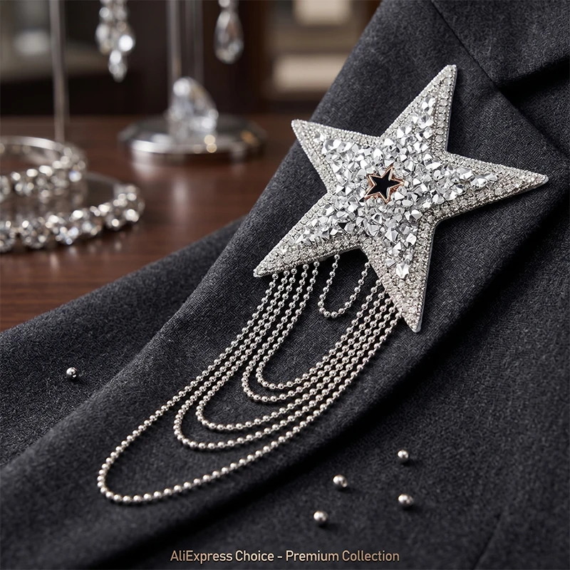 Funkelnden Strass Fünf-stern Muster Hot fix Kleiden Patches Mode Pailletten Schuhe/hüte/taschen Appliques Eisen-auf Patches – Detail 6