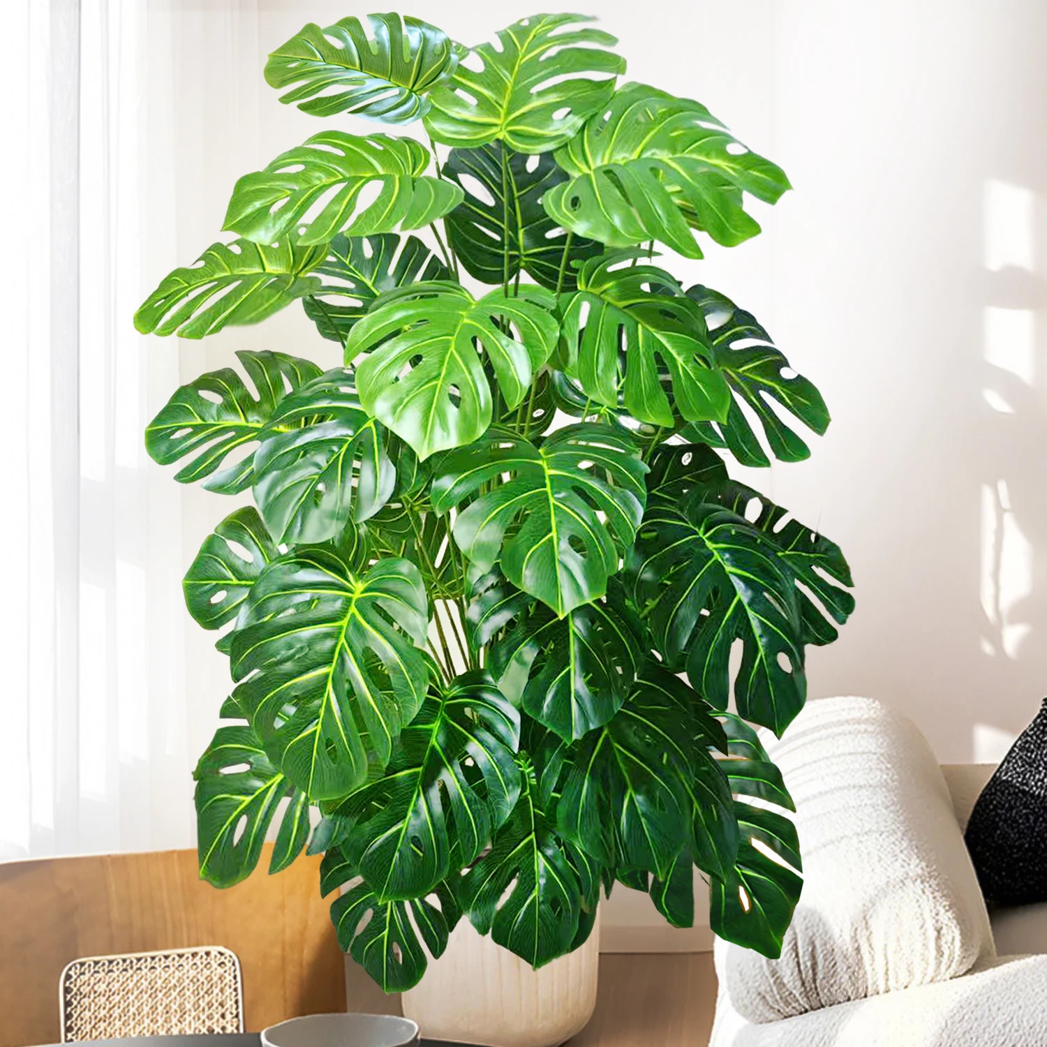 Maceta de plástico Artificial Monstera de 60-135cm(51,9 pulgadas), festival ornamental adecuado para decoración del hogar y la Oficina