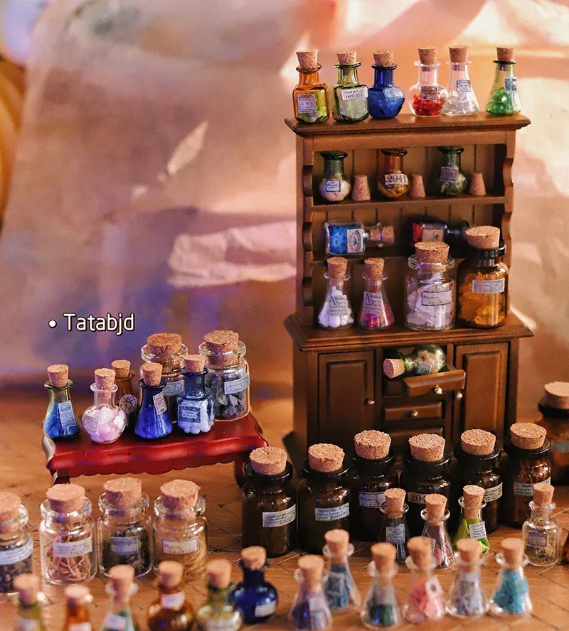 Miniature Crystal Mineral Potion Bottle Magic Crystal  Bottle Candy Bottle Mini Flower Tea Pot Model BJD Dollhouse Accessories