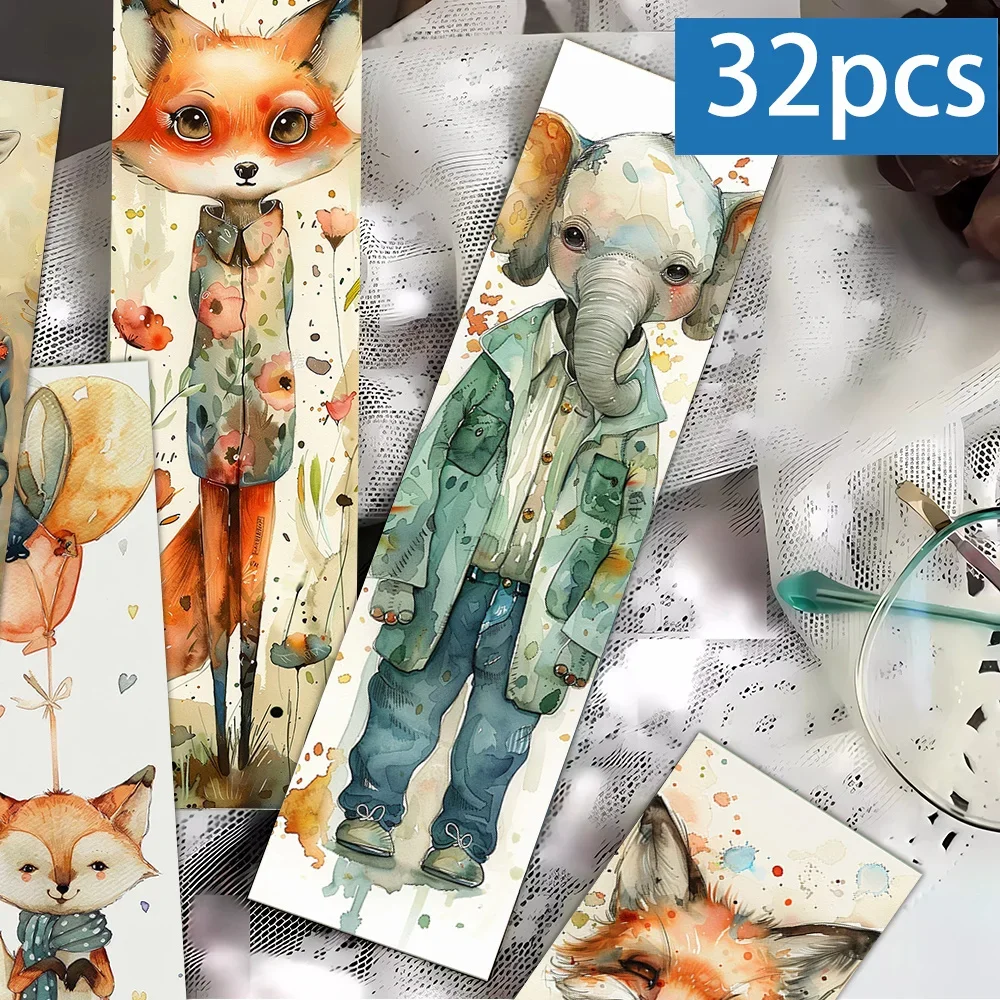 32pcs, whimsical animal-themed Bookmarks, Christmas, Teacher Gift, Back-To-School Holiday Gifts, Creative Artistic Designs