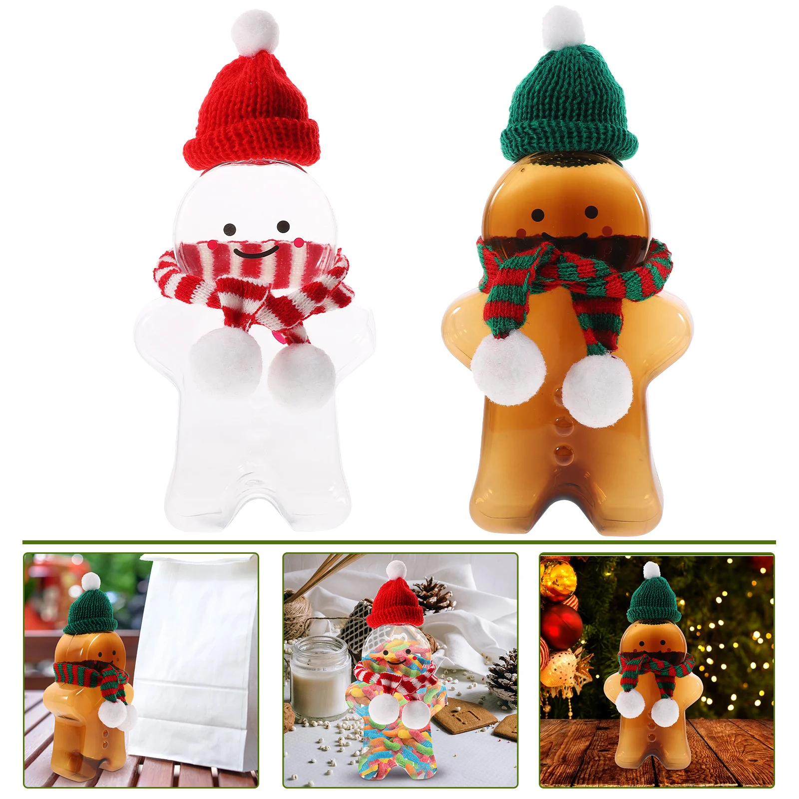 

2 set 2 Sets Creative Christmas Candy Jars Plastic Storage Containers Empty Juice Bottles Party Favors Birthday Baby Shower