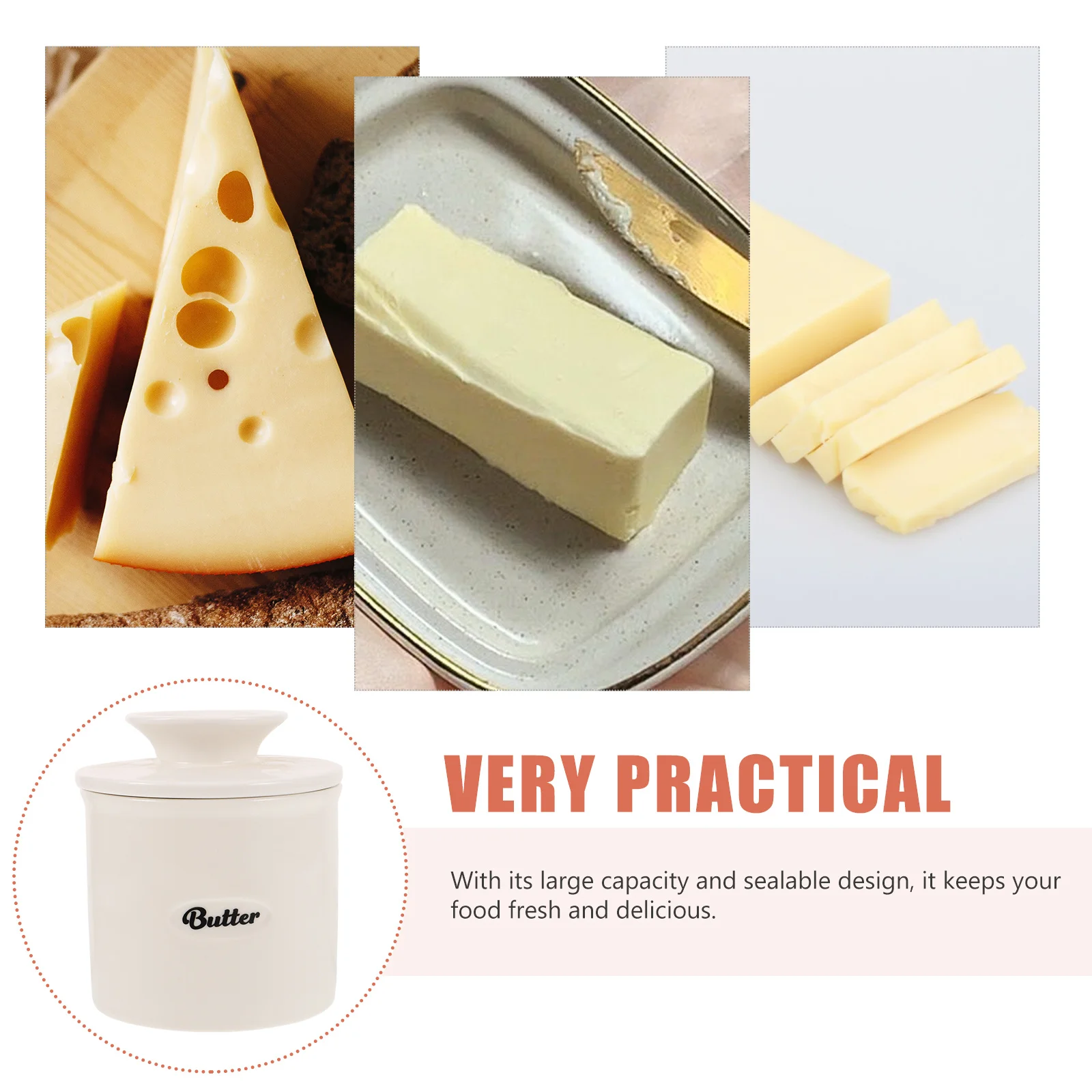 

Керамическая коробка для масла, большая емкость, элегантный белый цвет, легко чистится, кухонная банка для хранения масла, многоразовый держатель для десерта