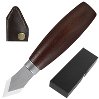 Marking Knife High Carbon Steel Blade Double Bevel Striking Knife Wooden Handle with protective sheath for Marking and Carving
