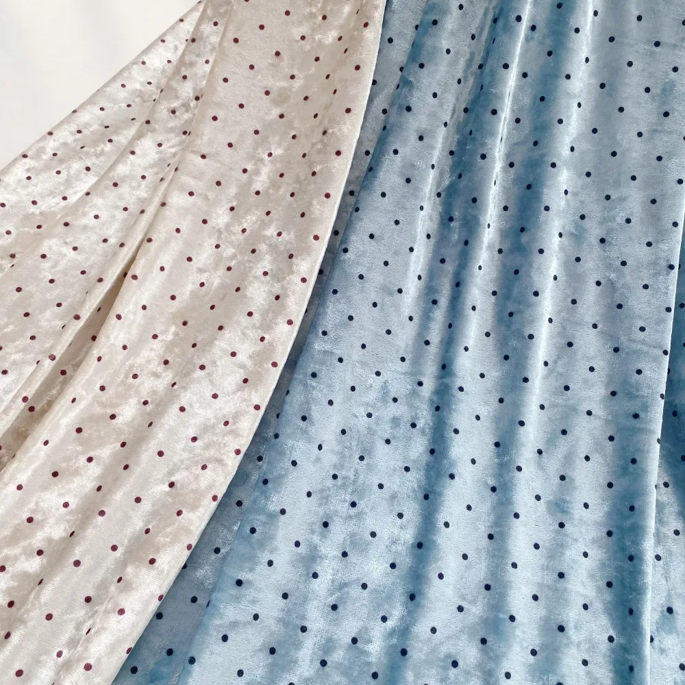 

Velvet Polka Dot Apricot Red Polka Dot Retro Diy Soft Drape Light Stretch Velvet Fabric Designer DIY Handmade Craft Material