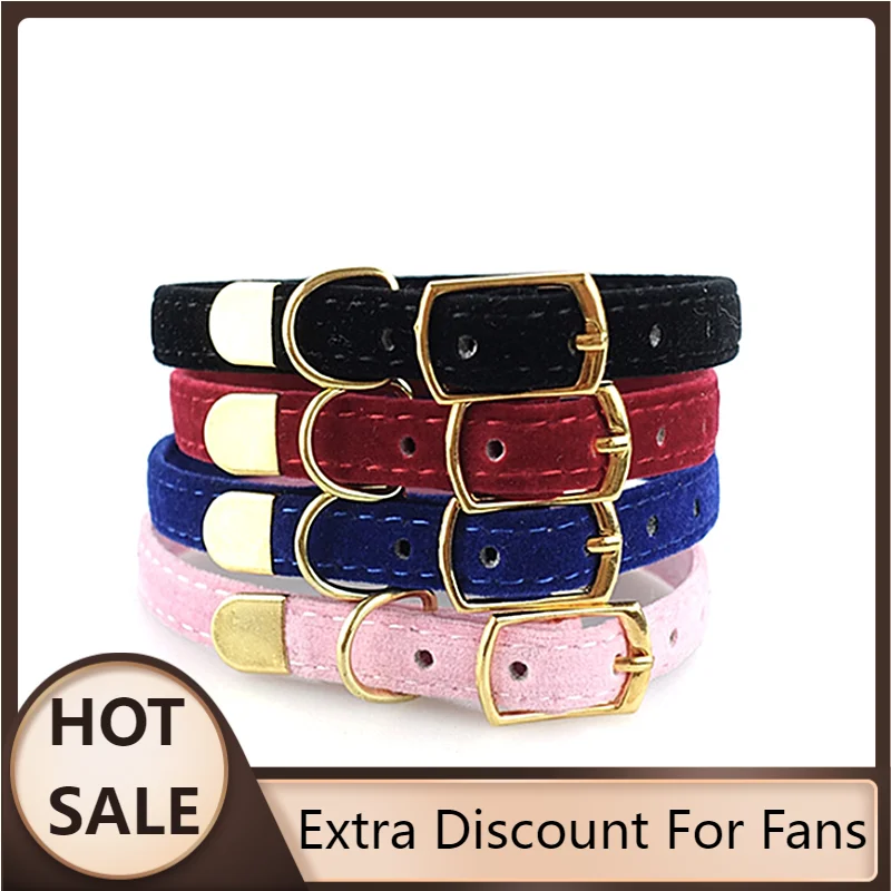 New Cat Collar Safety Cat Collars Puppy Dog Collar for Cats Small Dogs Kittens Solid Pet Collar Chihuahua Products Flocking