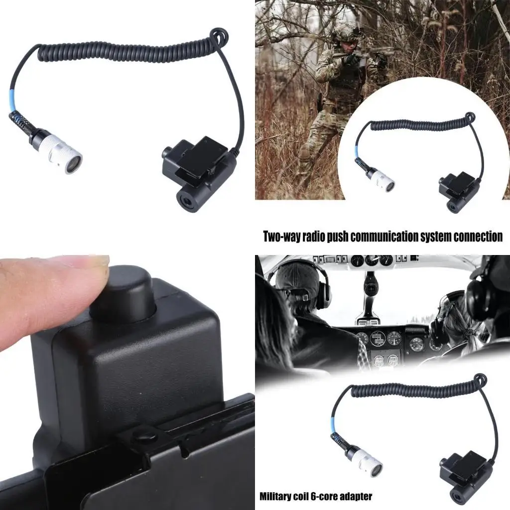 

Y1UB Outdoor Headsets Adapter U94 PTT 6 Pin Plugs Cable for AN/PRC148