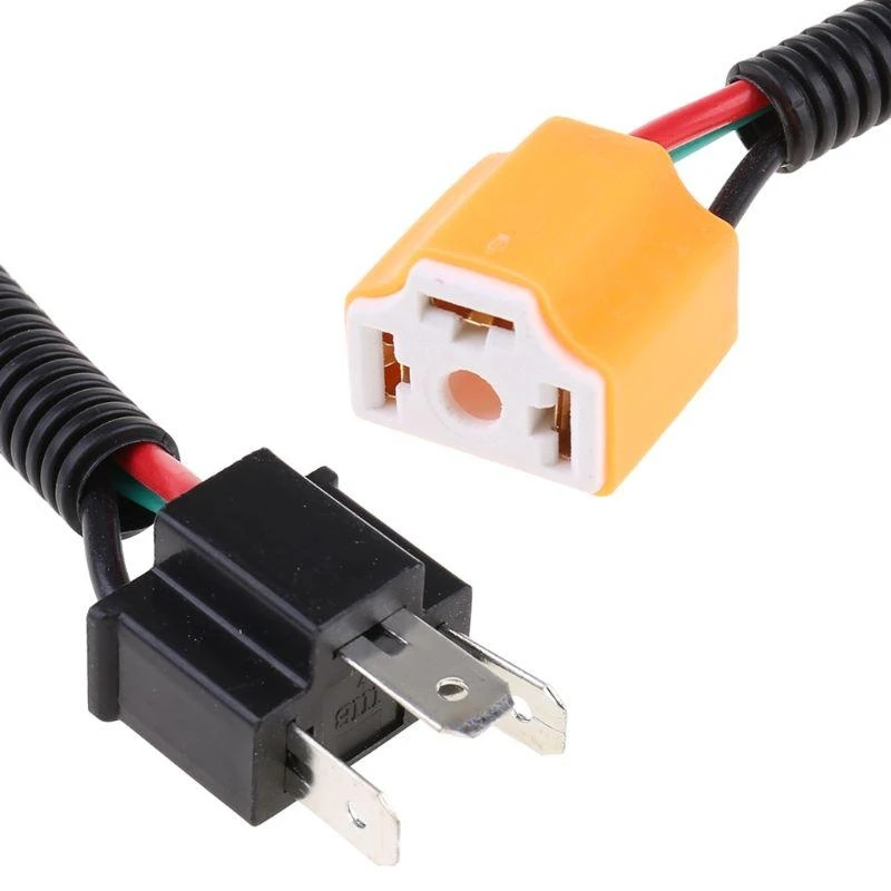 2Pcs H4 9003 Ceramic Wire Harness Plug Cable Headlights Connector Extension New Drop Shipping