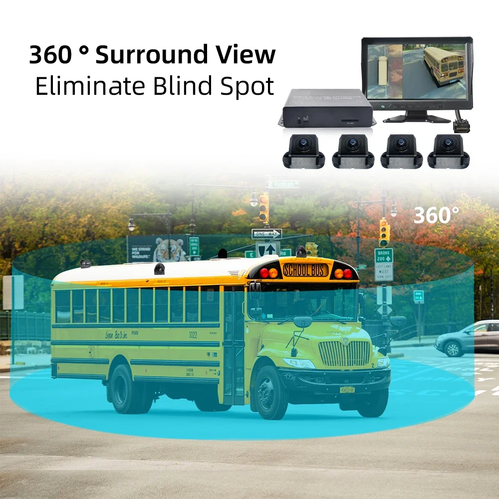 1080P 3D 360 Around View Monitor Car Camera System Bird View Panoramic Camera System For School Bus Truck